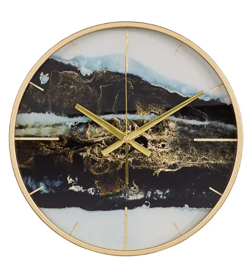 Willowra Black and Gold Round Wall Clock